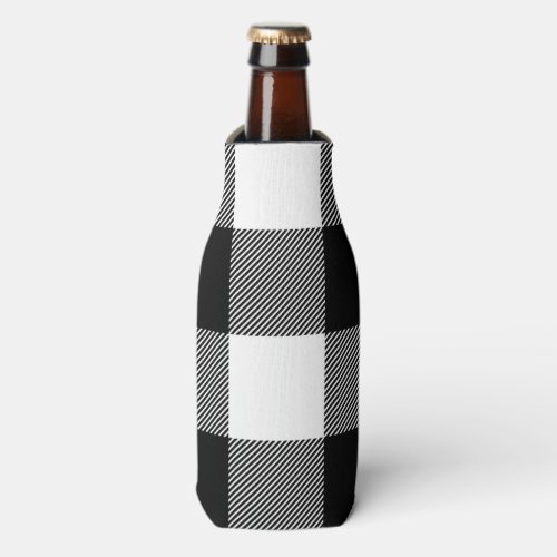 Black  White Plaid Can Cooler