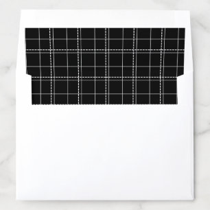 Black White Plaid Check Pattern Elegant Stationary Envelope Liner