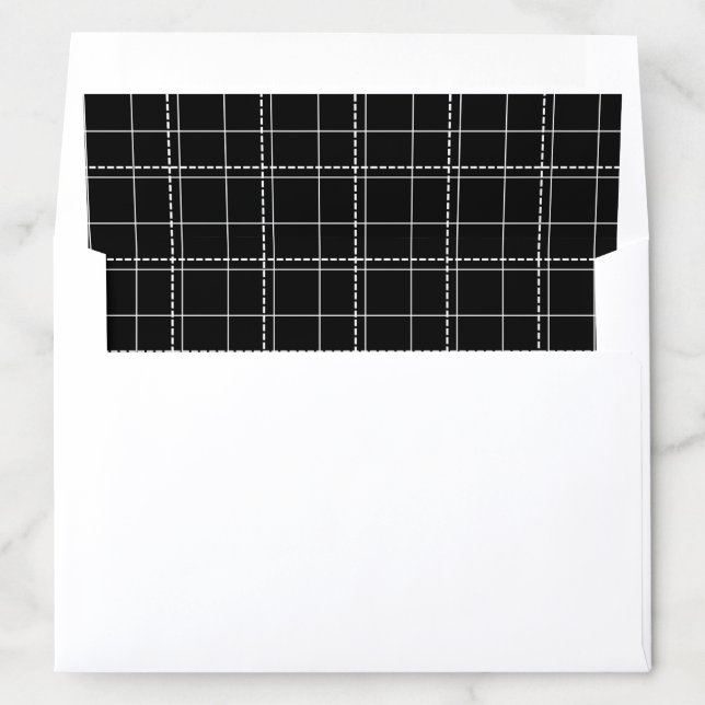 Black White Plaid Check Pattern Elegant Stationary Envelope Liner (In Envelope)