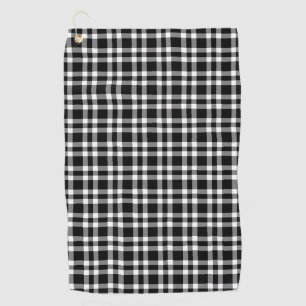 Black White Plaid Checker Pattern Golf Towel