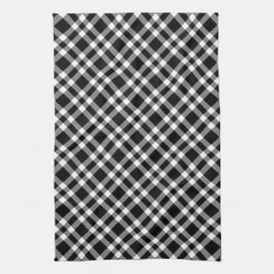 Black White Plaid Checker Seamless Pattern Kitchen Towel