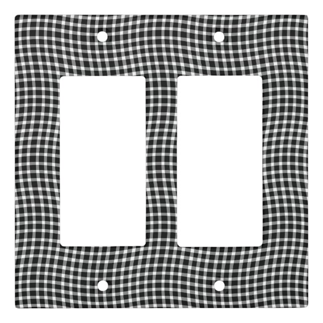 Black White Plaid Checker Seamless Pattern Light Switch Cover (Front)