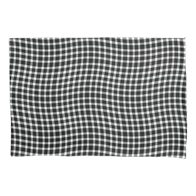 Black White Plaid Checker Seamless Pattern Pillow Case (Front-Left)