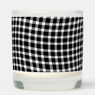 Black White Plaid Checker Seamless Pattern Scented Candle