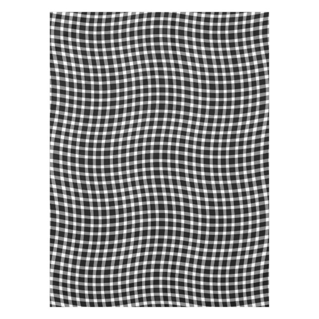Black White Plaid Checker Seamless Pattern Tablecloth (Front)