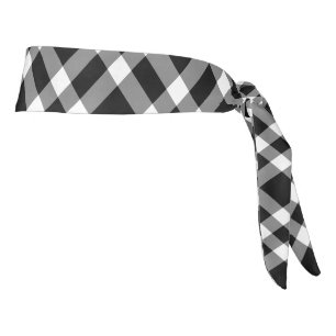 Black White Plaid Checker Seamless Pattern Tie Headband