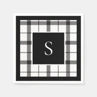 Black, White, Plaid, Classy, Chic, Modern Napkins