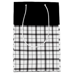 Black, White, Plaid, Classy, Chic, Modern, Stylish Medium Gift Bag