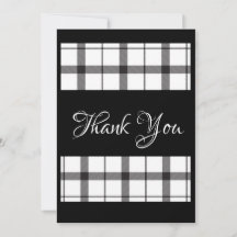 Black & White Plaid Elegant Script Wedding