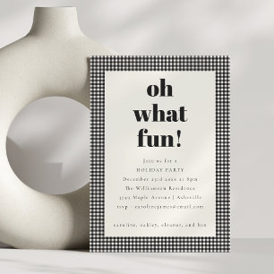 Black White Plaid Festive Christmas Party Holiday Invitation