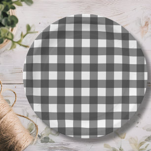Black & White Plaid Gingham Paper Plates