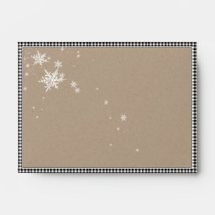 Black White Plaid Kraft Paper Snowflake 4x6" Envelope