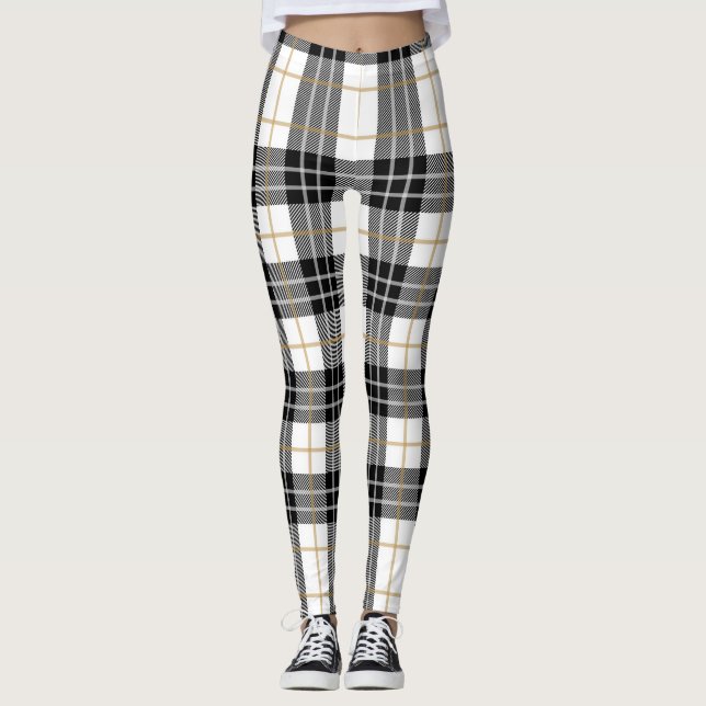 Black & White Plaid Leggings (Front)