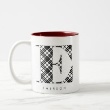 Black & White Plaid Letter E