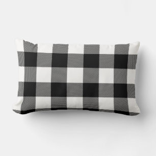 Black, White Plaid Lumbar Pillow