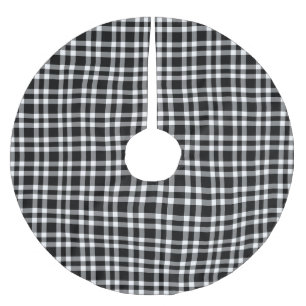 Black White Plaid Pattern Brushed Polyester Tree Skirt