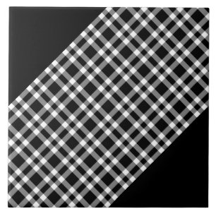 Black White Plaid Pattern Ceramic Tile