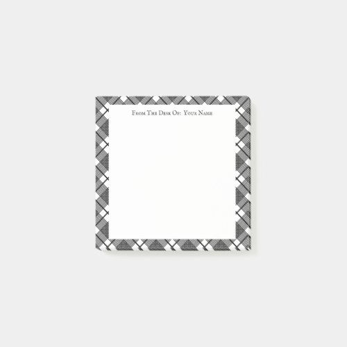Black White Plaid Pattern Editable Stickies Post_it Notes