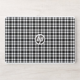 Black White Plaid Pattern HP Laptop Skin