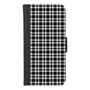 Black White Plaid Pattern iPhone 8/7 Wallet Case