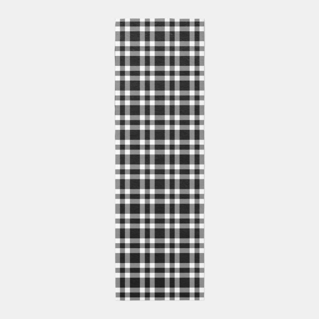 Black White Plaid Pattern Outdoor Rug (Front (Vertical))