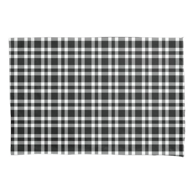 Black White Plaid Pattern Pillow Case (Front-Left)