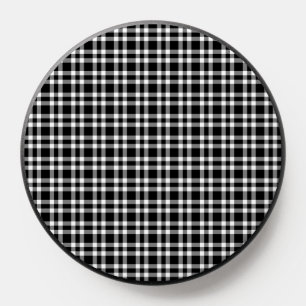Black White Plaid Pattern PopSocket