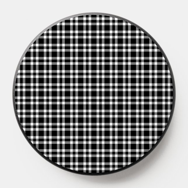 Black White Plaid Pattern PopSocket (Popsocket)