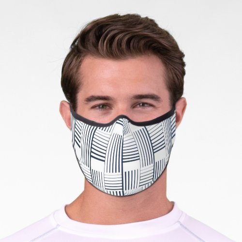Black white Plaid Pattern  Premium Face Mask