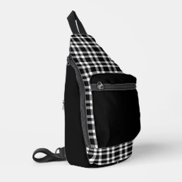 Black White Plaid Pattern Sling Bag