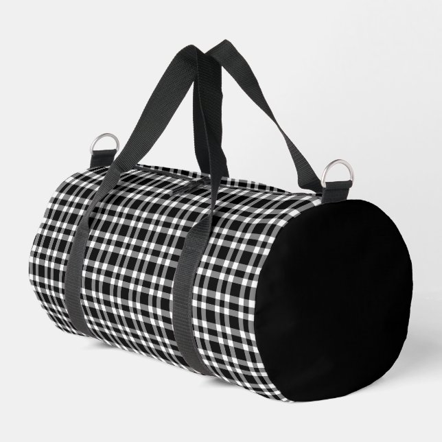 Black White Plaid Pattern Small Duffle Bag (Left Corner)