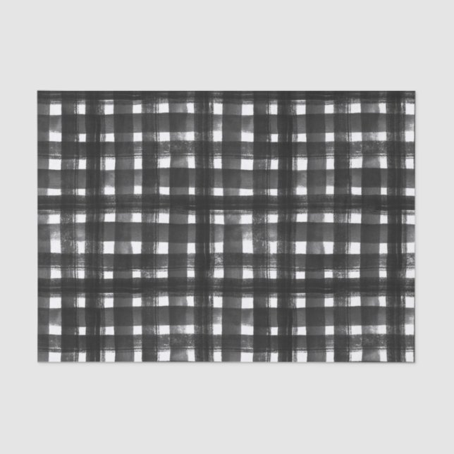 BLACK & WHITE PLAID PATTERN TISSUE PAPER (Front)