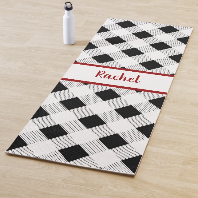 Black & White plaid, personalized Yoga Mat (In Situ)
