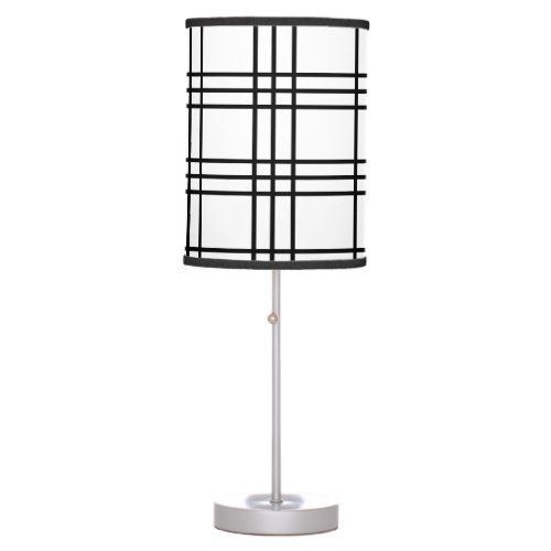 Black White Plaid Tartan Pattern Table Lamp