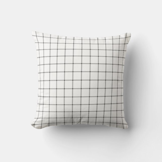 Black & White Plaid Throw Pillow (Front)