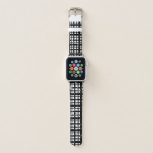 Black & White Plaid with Paint Splatter Apple Watch Band
