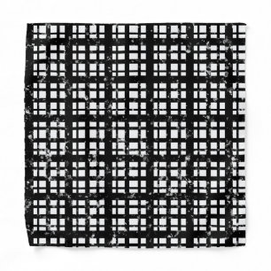 Black & White Plaid with Paint Splatter Bandana