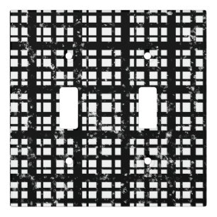 Black & White Plaid with Paint Splatter Light Switch Cover
