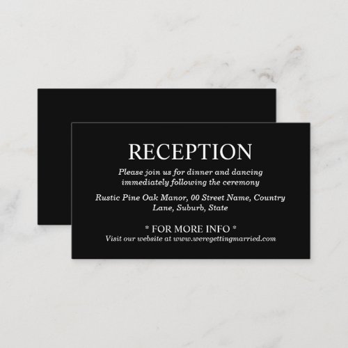 Black white plain colored reception details DIY  Enclosure Card