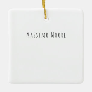 Black White Plain Elegant Casual Own Name Ceramic Ornament