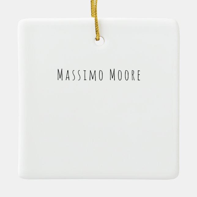 Black White Plain Elegant Casual Own Name Ceramic Ornament (Front)