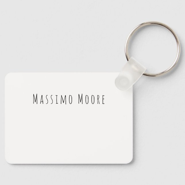 Black White Plain Elegant Casual Own Name Keychain (Front)