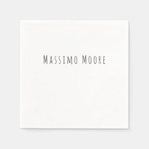 Black White Plain Elegant Casual Own Name Napkins