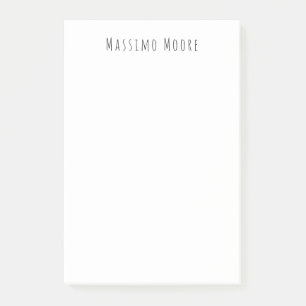 Black White Plain Elegant Casual Own Name Post-it Notes