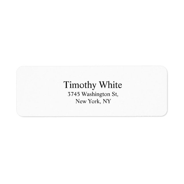 Black & White Plain Elegant Legible Modern Label (Front)