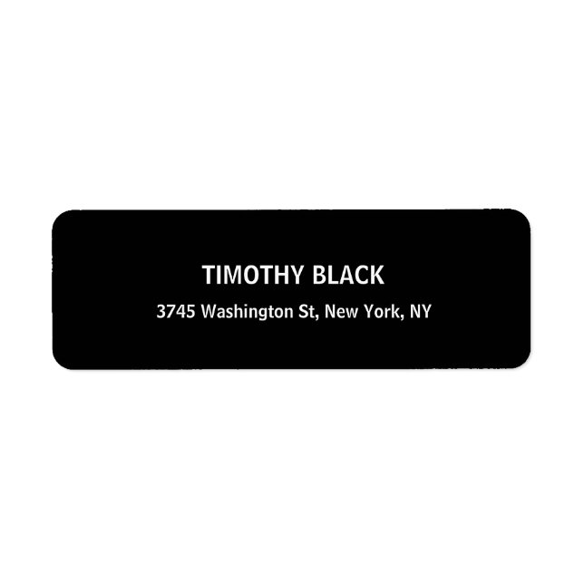 Black & White Plain Elegant Modern Unique Label (Front)
