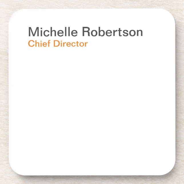 Black White Plain Minimalist Add Own Name Beverage Coaster (Front)