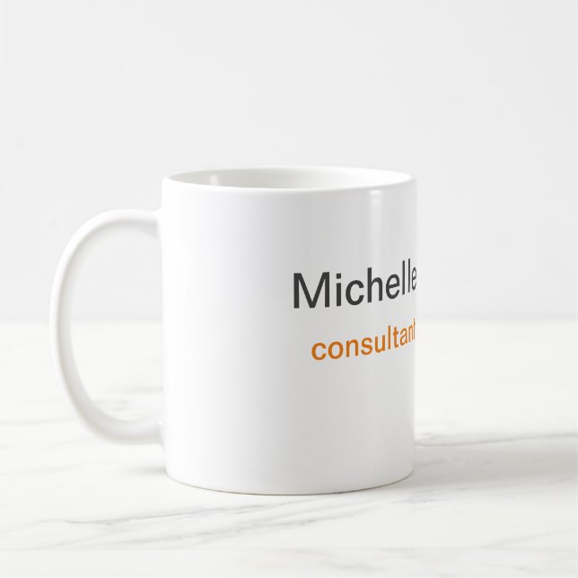 Black White Plain Minimalist Add Own Name Coffee Mug (Left)