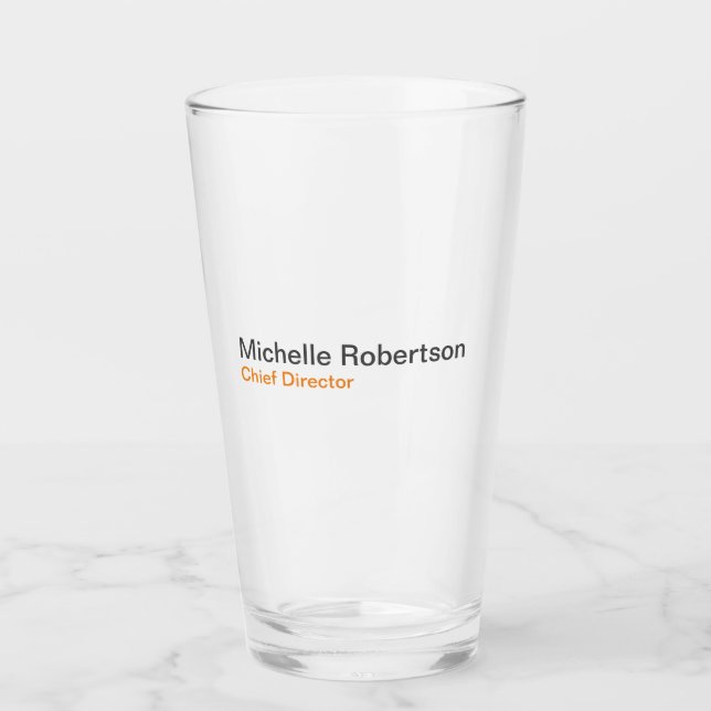 Black White Plain Minimalist Add Own Name Glass (Front)