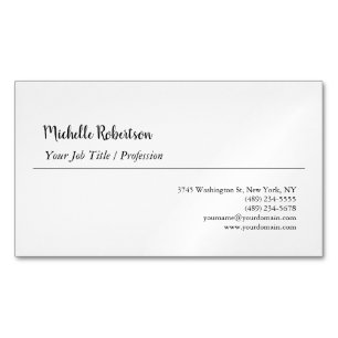 Black White Plain Minimalist Business Card Magnet